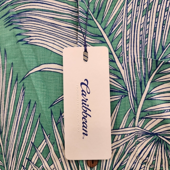 Caribbean NWT Tropical Button Up Collared Short Sleeve Tee Men's - Picture 2 of 9